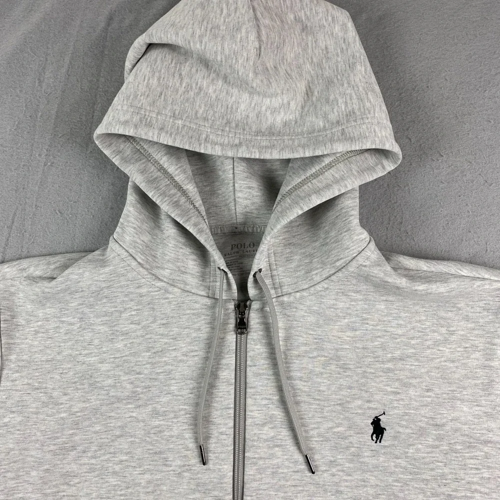 Polo Ralph Lauren mens Performance Hoodie XXL 2XL Double Knit Full Zip Gray
